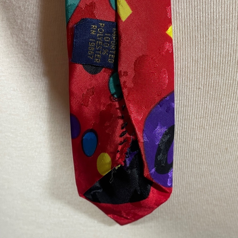 Vintage Policy Colorful Geometric Pattern Polyester Tie - Picture 5 of 5